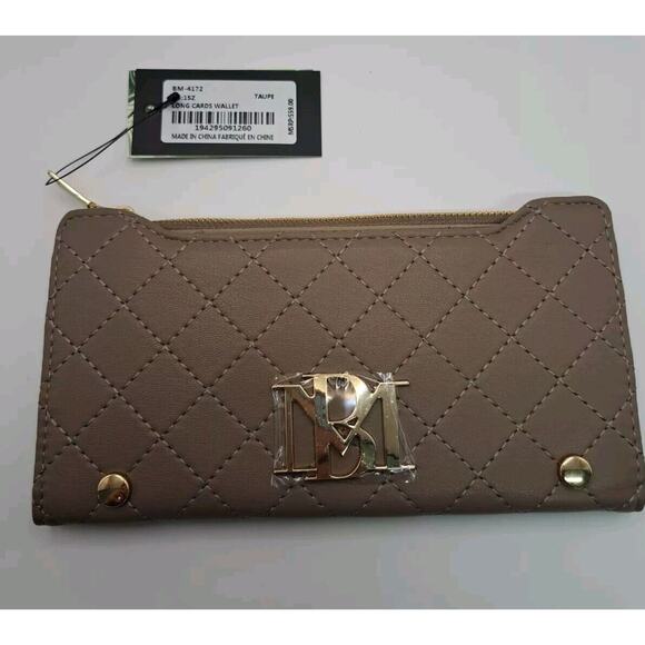 Studio Badgley Mischka Taupe Long Cards Wallet‎ Vegan Leather - Picture 1 of 8